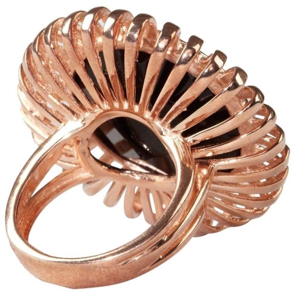 MRE Jewelry Rose Gold Onyx Cocktail Ring - Picture 3 of 3